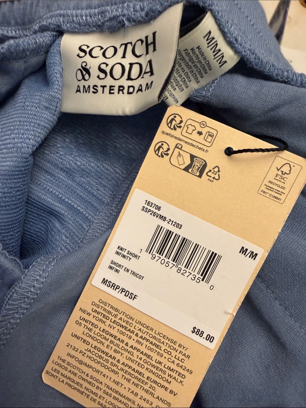 NWT Scotch & Soda Steel Blue Textured Jacquard Knit Drawstring Shorts - Picture 6 of 7